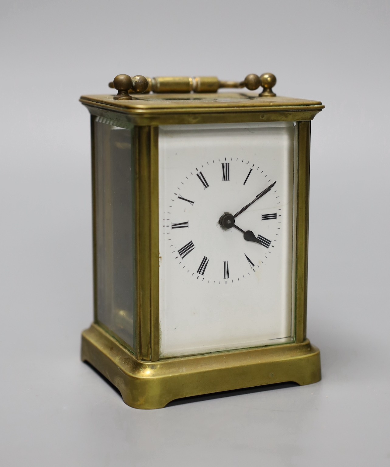 A brass carriage timepiece, 12cm